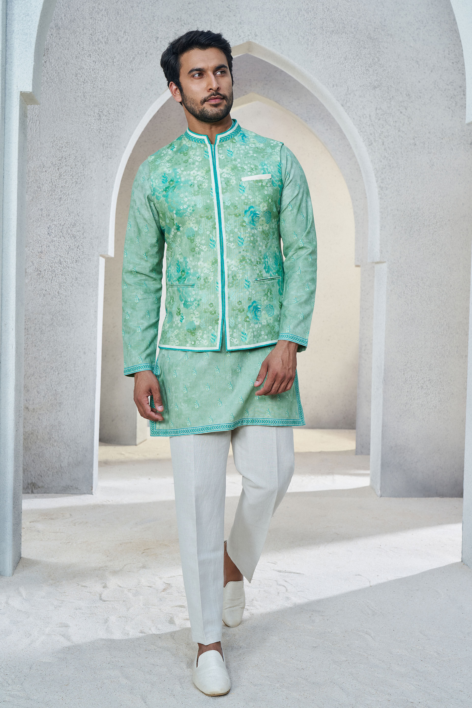 Anay Nehru Jacket - Sage Green